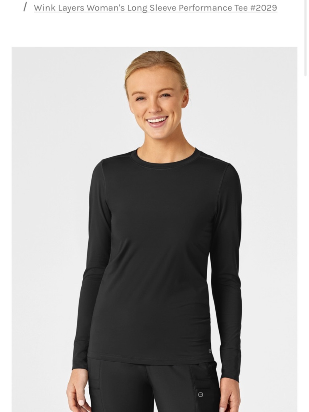 WonderWink Black Women's Long Sleeve Performance Tee